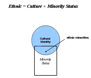 Cultural iddentity diagram:Ethnic = Culture + Minority Status